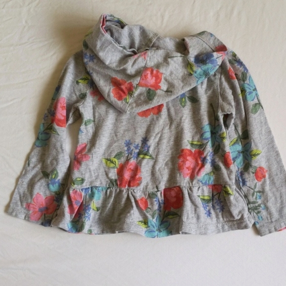 carter's floral graphic long sleeve hoodie peplum cotton top 24 months baby girl - Picture 7 of 7